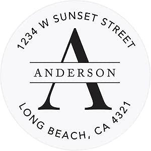 Andaz Press 2" Round Clear Personalized Wedding Return Address Labels with Black Ink, Custom Monogram Transparent Envelope Sealer, Self-Adhesive Mailing Sticker Labels for Wedding Invitations, 40-Pack
