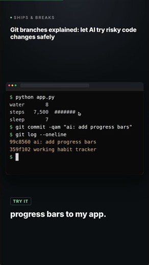 Git branches explained: let AI try risky code changes safely #coding #programming #python #code