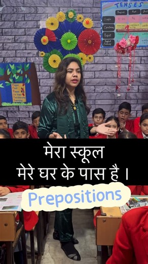 Avenue Professional Institue by S.Tabassum Khan on Instagram: "Prepositions by Tabassum ma’am and the students of City Public School 👍👍👍 📍 Prepositions of Place & Distance (with Hindi Meaning) 👇👇👇👇👇 Preposition Hindi Meaning Near पास Far दूर Far from से दूर Behind पीछे In front of के सामने Beside / Next to के बगल में Between के बीच Among के बीच (कई के बीच) Across के पार Around चारों ओर Along के साथ-साथ Above ऊपर Below नीचे Under के नीचे Over के ऊपर On पर In में Inside के अंदर Outside के