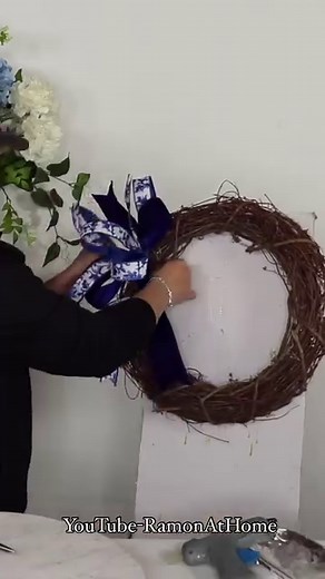 How to make a gorgeous #spring / Summer wreath inspired by Blue & White Chinoiserie. . . . #springtime #wreath #wreaths #wreathmaking #wreathmaker #decor #design #diycrafts | Ramon - at HOME