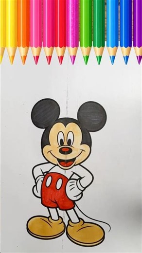 How to Paint Mickey Mouse Cartoon 🐭🎨 | Draw Mickey Mouse with Colour for Kids #shorts #mickymouse