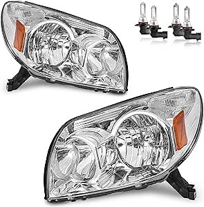 Headlights Assembly W/Bulbs for 2003 2004 2005 Toyota 4Runner Halogen Headlamp Replacement, Driver & Passenger Side