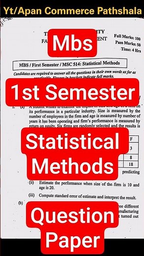 MBS 1st Semester || Statistical Methods || Exam Question Paper || Model Question 2082(2025)