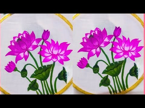 Lotus flower fabric painting on cloth / fabric painting # lotus flower painting 💞💞