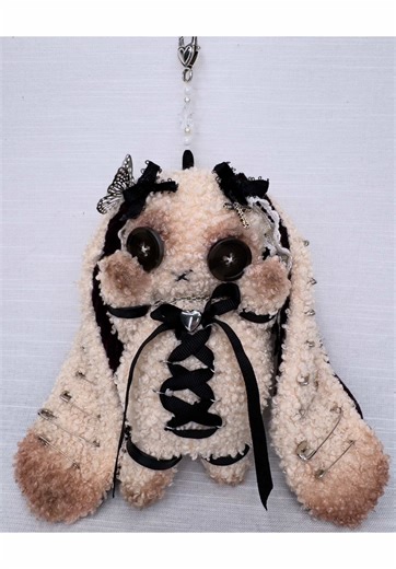 Upcycled Keychains: Plush Gothic Bunny Creations