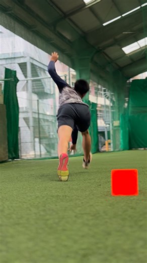 辻 二郎 on Instagram: "デュアルタスクトレーニング⚾️ Cognitive-motor dual-task training 🟡→左のコーンをtouch→左手でボールキャッチ 🔴→右のコーンをtouch→右手でボールキャッチ 🟠→両手で地面をtouch→両手でボールキャッチ 🔵→ノーバウンドでボールをキャッチ 後方から頭上を通してカラーボールを投げ、色によってサイドのカラーマーカーにタッチするか、床にタッチするか、そのままキャッチに入るかを瞬時に判断します。 視覚情報をもとに、認知・判断・運動を一つのタイムライン上で統合していくトレーニングです。 🧠神経学的メカニズム 視覚情報は一次視覚野（V1）から色処理を行うV4、運動方向を処理するV5/MTへ分岐し、頭頂連合野（PPC）で位置情報と統合されます。 その後、前頭前野背外側部（DLPFC）が「どのルールを適用するか」を選択し、運動前野（PMd）・補足運動野（SMA）を経由して一次運動野（M1）へ出力。 視覚刺激の認識から意思決定、運動実行までが約300〜400msで処理されます。 この過程で前頭眼野（FEF）