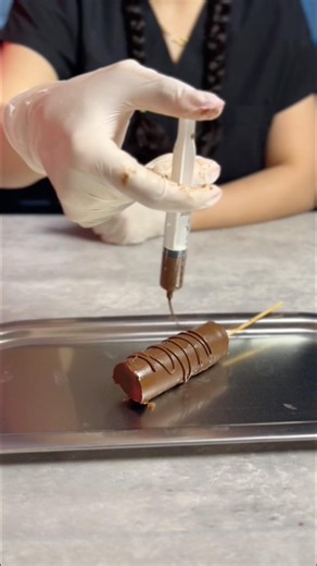 Nutella Ice Cream Popsicle Made with a Medical Syringe 🩺🍫