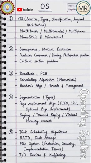 Operating System | Important Topics One Night Before OS Exam? Watch This ⚡ #operatingsystem #os