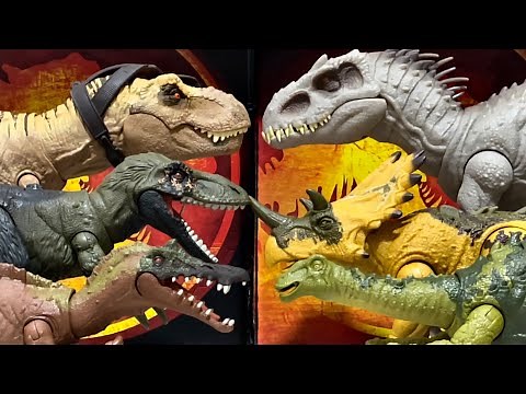 JURASSIC WORLD DINO TRACKERS!! UNBOXING DE NUEVOS DINOSAURIOS!! BATALLAS ÉPICAS!! T REX! INDOMINUS!
