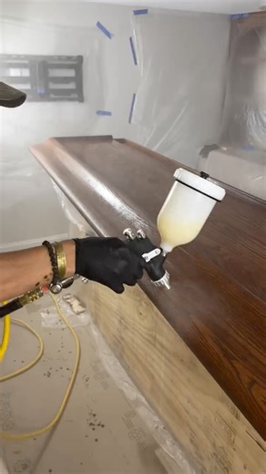 Andy V-Z on Instagram: "Adding lacquer. Part 1. I apply a couple of coats of lacquer without sanding between coats. Next up: sanding, cleaning, and spraying. Then I repeat the process one more time. #carpentry #lacquer #renovation #woodworking #bartop"