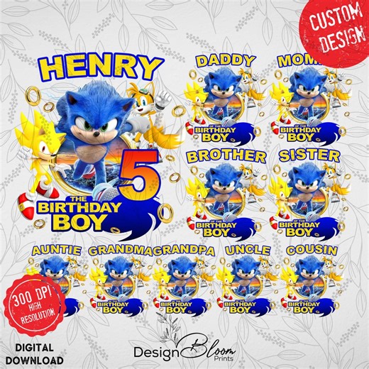 Personalized Sonic Birthday PNG Bundle: Custom Family Design 1879 (digital Download) - Etsy