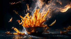 Download French fries on fire video animation for free