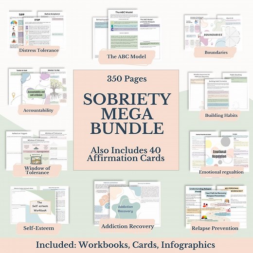 Addiction Recovery Workbook Bundle: CBT, Relapse Prevention (PDF Printable Worksheets & Affirmation Cards) - Etsy