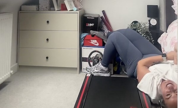 Woman Hilariously Wiped Out by Treadmill While Filming Workout Video