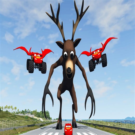 16K views · 156 reactions | The Lightning McQueen Vs Giant Deer Monster Eater In BeamNG.drive #cars #cargame #gaming | Beamng Game | Facebook