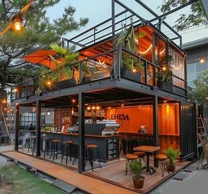 [Hot Item] 20FT Cafetería Contenedor Café Tienda Café Mesa Contenedor de Lujo con Cocina