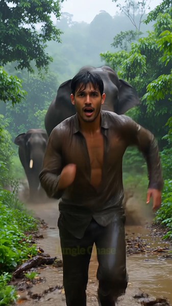 MAN CHASED BY ELEPHANTS IN THE JUNGLE! 🐘 He’s Running for His Life #JungleChase #ElephantAttack