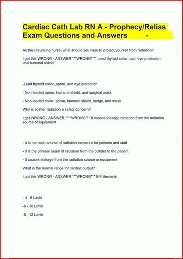 Cardiac Cath Lab RN A ProphecyRelias Exam Questions With Answers GRADED new video