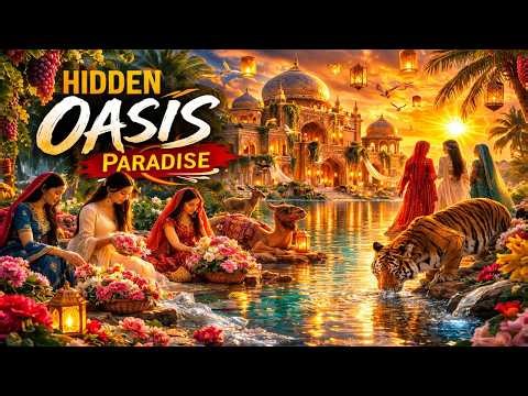 Hidden Arabian Oasis Palace 🌅 Mystical Lantern Garden | Cinematic AI Dream World (4K)