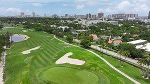 Miami Beach Golf Club. Aerial above prestigious, expensive country club in Miami, Florida.