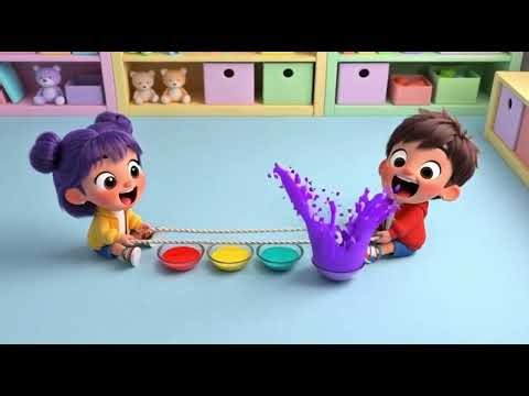 Rolling Color Balls into Bowls Challenge | Fun Kids Learning Colors Animation