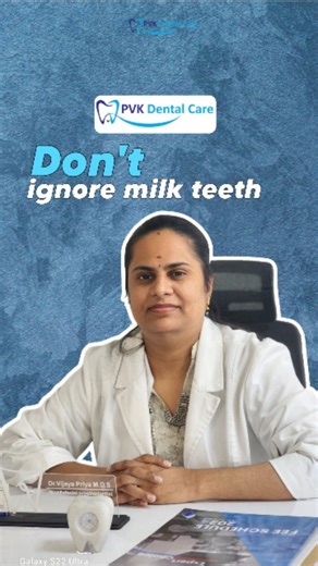 PVK dental care | Coimbatore | Implant dentistry on Instagram: "Kids dental care-la parents panra biggest mistake 😱🦷 “Milk teeth thaana… problem illa”-nu ignore pannradhu! Early dental care kids-ku romba important. Cavities, pain, crooked teeth ellam future-la big problems-a maarum. ✔ Child dental checkup ✔ Cavity prevention ✔ Healthy smile habits 📍 PVK Dental Care – Coimbatore Contact : +91 63838 25694 👉 Save this reel & share with parents! #dentistincoimbatore #pvkdentalcare #explorepage #