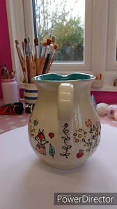My battery operated turntable doesn't like the weight of my Jug and kept getting stuck so I did it manually as you can see. I'm thinking of making a mug similar style to this what do you think | Sue Roche Illustration