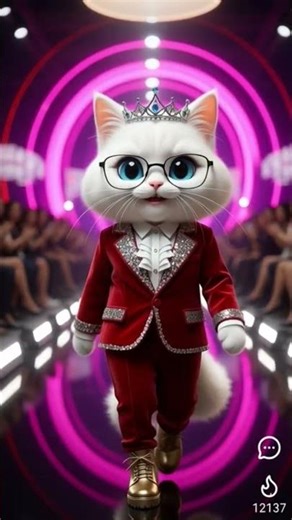 Cute Cat Walks on Fashion Runway | Stylish Cat Model | AI Animation | Viral Short