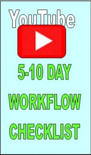YouTube 5 day 6 day 10 day Workflow Checklist. #5-10dayYouTubeworflow, #YouTubeworkflowchecklist