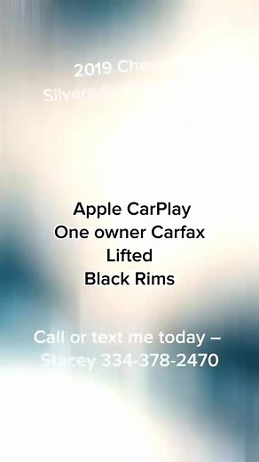 2019 Chevrolet Silverado 1500 LT Lifted • 4x4 • Black wheels • One-owner clean CarFax This truck is spotless and ready for anything — work or play.  Call or text Stacey: 334-378-2470 CALL FOR PRICE Don’t wait… lifted Silverados move FAST! | Stacey McInvale | Facebook