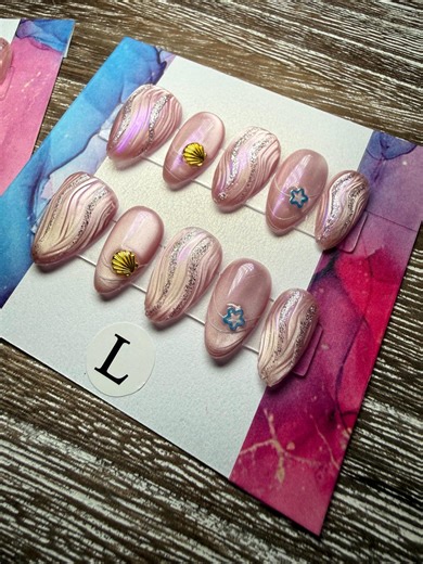 Pink Sea Shell Press on Nails - Etsy