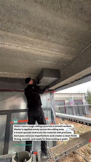 Smooth Ceiling Plaster Finish! #construction #plastering #finishing