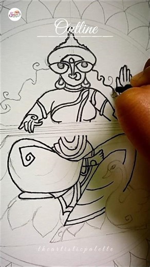 Ma saraswati🌼✨ #shorts #saraswati #saraswatipuja #art #drawing #outline #outlinedrawing