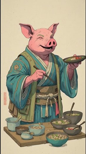pig eating
