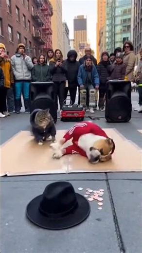 cat and dog breakdancing #shorts