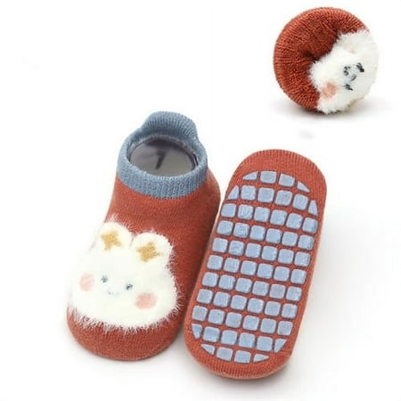 Baby Toddler Girl Boy Socks Anti Slip Terry Newborn Socks for Girls Boys Winter Soft Print Children's Sock Non-slip 0-5Y orange red rabbit 13-36Month(M) - Walmart.ca