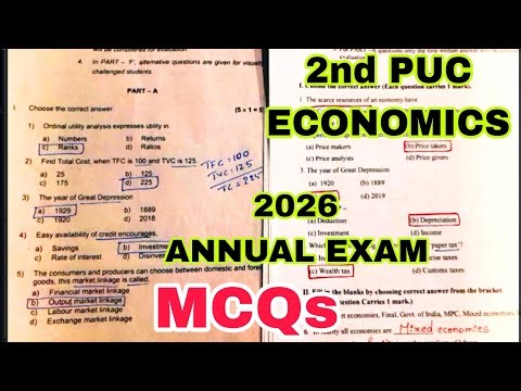 2nd PUC ECONOMICS 🔥 multiple choice questions with ANSWERS 🔥 ANNUAL EXAM 2026 guarantee question
