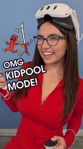 Trisha Hershberger on Instagram: "WTF is ‘kidpool’ mode??? lol WELP 💀🤣 #MetaQuestPartner I’m clearly having way too much fun right now with Marvel’s Deadpool VR - this game is a RIOT #MarvelGames #MarvelsDeadpoolVR is available to play now, exclusively on @metaquest 3 and 3S Note: Marvel’s Deadpool VR is for ages 17+ 😜 Link in the bio use code Trisha for hardware and get $30 Quest Cash with purchase!"