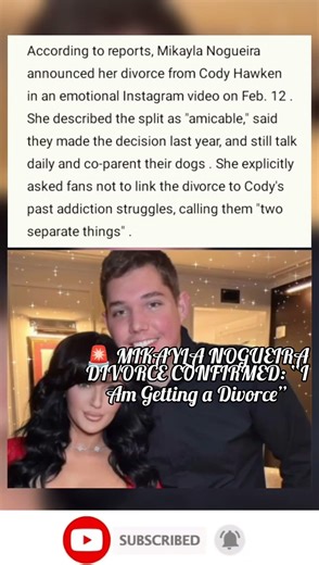 Mikayla Nogueira Confirms Divorce from Cody Hawken: "Amicable, We Talk Daily" #celebritynews #debate