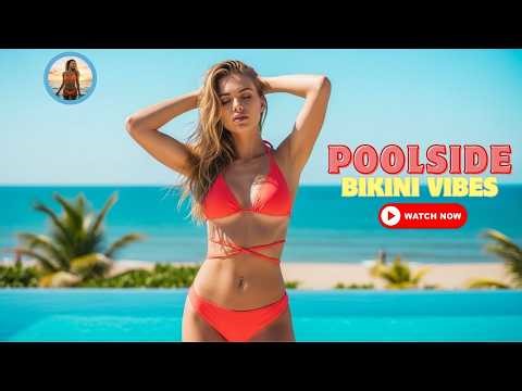 Bikini Poolside Walk | Relaxing Music & Beachside Vibes