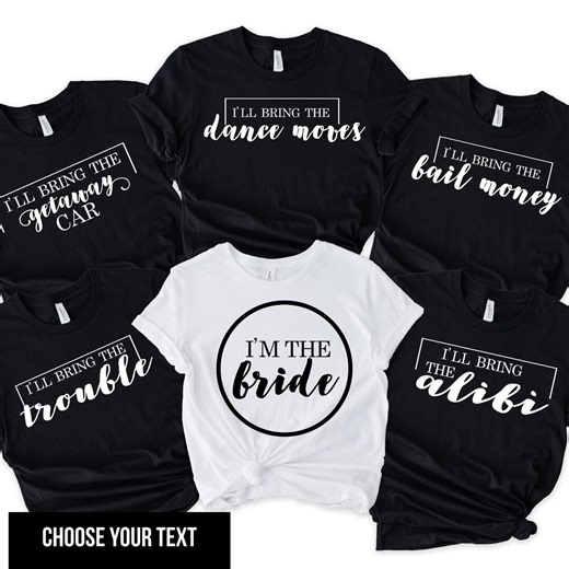 Team Bride Bridal Party Shirts Bachelorette Party Tops Personalised Black Hen Party Tshirts Wedding Party Tshirt White Bridal Party Tshirts - Etsy