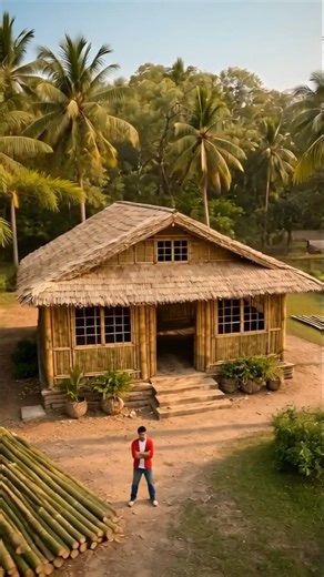 Amazing Bamboo House Construction | Complete Building Process Step by Step#shorts#aishorts#handcraft