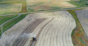 Combine harvester harvesting the crops in field 4k