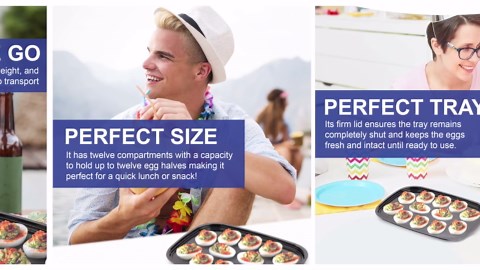 MT Products Plastic Deviled Egg Carrier/Deviled Egg Tray with Lid - Pack of 12