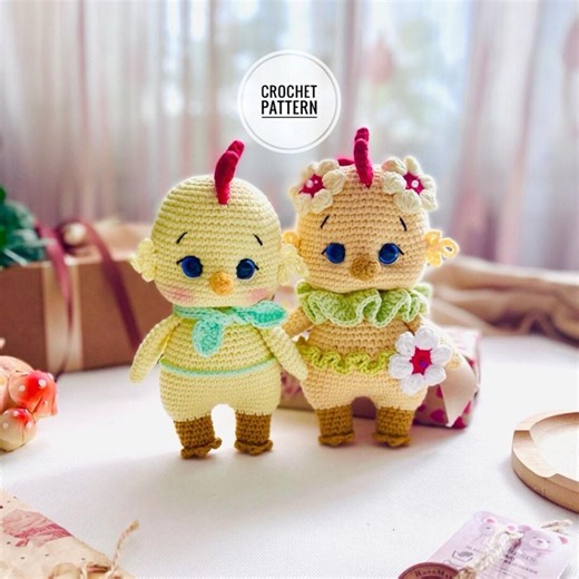 Crochet Pattern Easter Chick Toy Cockerel Amigurumi Plush Animal Chicken Gift Baby Easter Flowers Heart of Love Decoration Pdf Format - Etsy