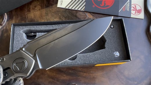 DLC黑化！微技术 Microtech Anax DLC毒蜻蜓 水滴头一体钛柄镶嵌碳纤维