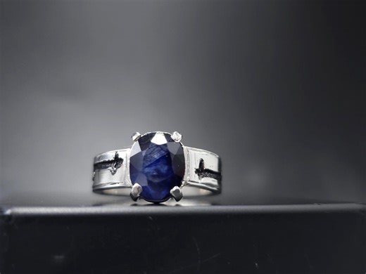 Men Silver Sapphire Ring, Saturn Symbol Engraved Blue Sapphire Ring, Turkish Sapphire Signet Ring, Unique Men Gift, Sapphire Signet Ring - Etsy