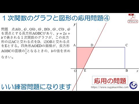 【中学２年数学/一次関数】１次関数のグラフと図形の応用問題④ ～みんなができるようになる数学～