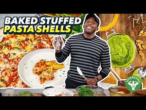 Meatless Monday - Baked Stuffed Pasta Shells - Ricotta, Kale & Pesto
