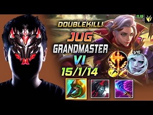 GrandMaster Vi Jungle vs Viego - 천상계 장인 정글 바이 템트리 룬 신파자 정복자 ヴァイ Вай 皮城执法官 菲艾 - LOL KR 11.15